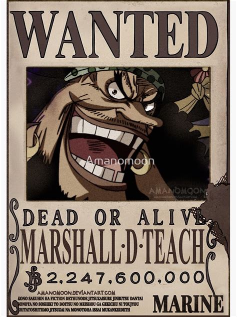 "Marshall D Teach Wanted Bounty" Poster for Sale by Amanomoon | Redbubble