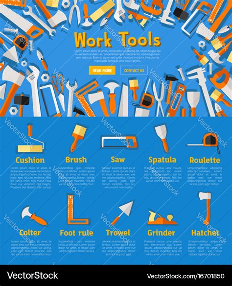 Work tools poster for hardware store design Vector Image