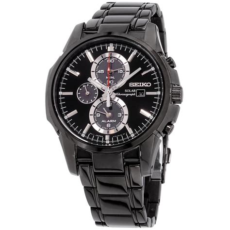 Seiko - Seiko Men's Solar Chronograph Stainless Watch - Black Bracelet ...