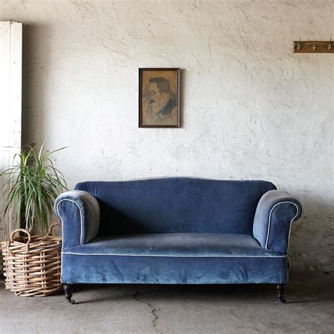 Victorian Sofa With Original Blue Velvet Upholstery — Vintage and ...