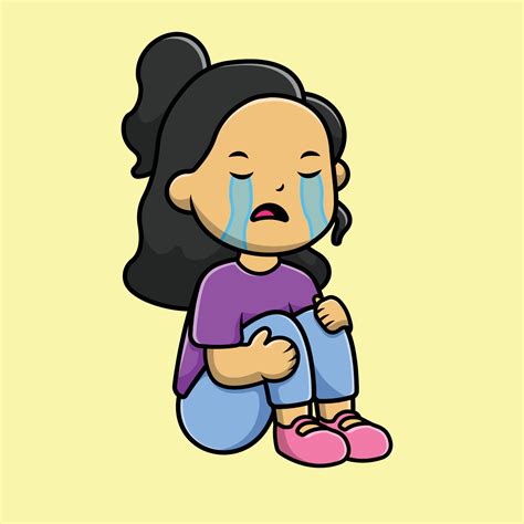 Cute Girl Crying Cartoon Vector Icon Illustration. People Icon Concept ...