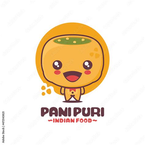 cute panipuri cartoon mascot. indian street food illustration, suitable ...