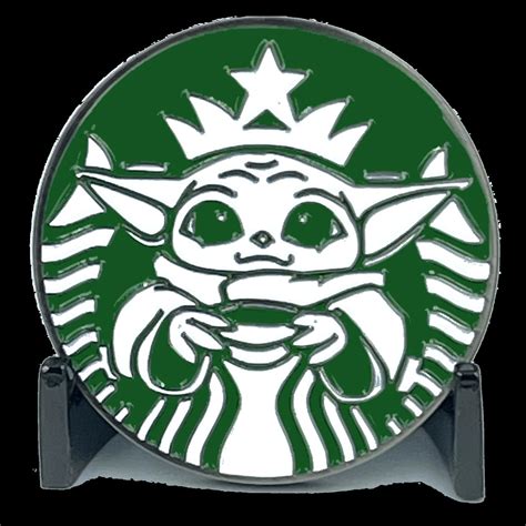 Starbucks parody challenge coin featuring Baby Yoda drinking | Etsy