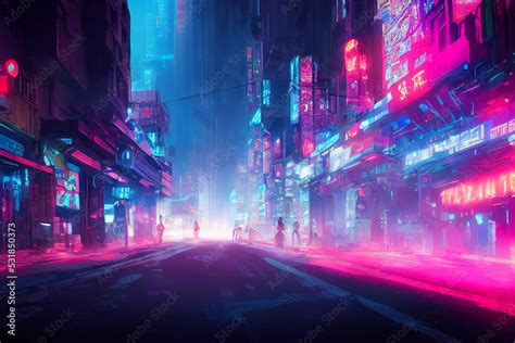 Cyberpunk style futuristic city street, Concept Art, Illustration ...