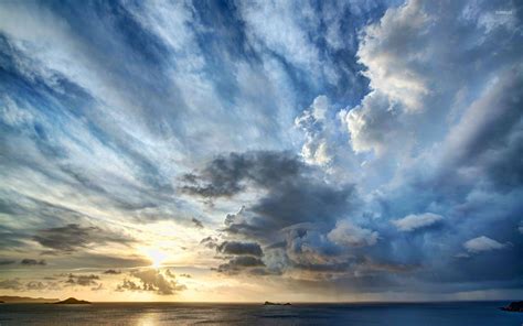 Stormy clouds above the ocean at sunset wallpaper - Beach wallpapers ...