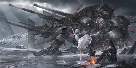 Mecha, sci-fi, anime girls, dancing, fire, Anime, HD wallpaper | Peakpx