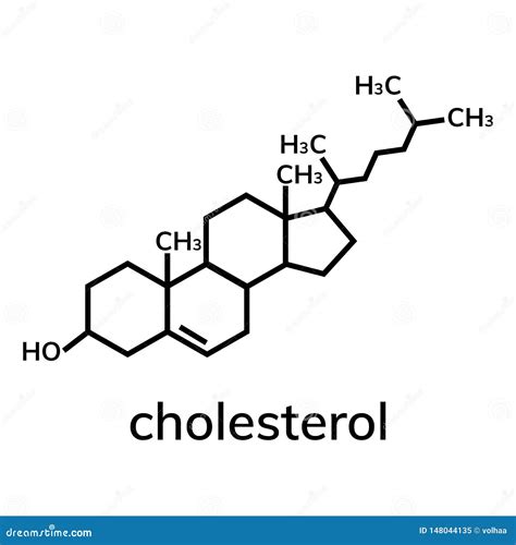 Cholesterol. Chemical Structural Formula And Model Of Molecule. C27H46O ...