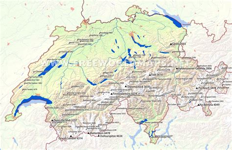 Switzerland Physical Map