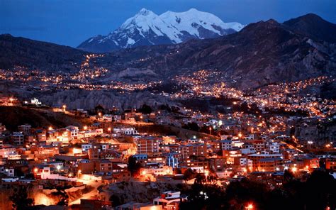 La Paz, Bolivia. Beautiful mountainous terrain surrounding a happening ...