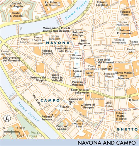 Map of Piazza Navona, Campo de' Fiori, and the Jewish Ghetto | Piazza ...