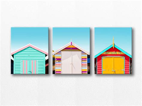 Beach house canvas wall art set beach photography canvas print | Etsy