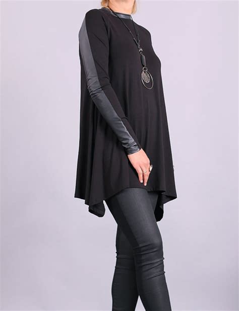 Leather Details Tunicwomen Tunictunic Black Tunic - Etsy