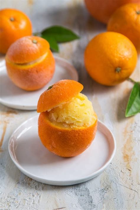 Orange Sorbet (served in orange cups)- The Little Epicurean