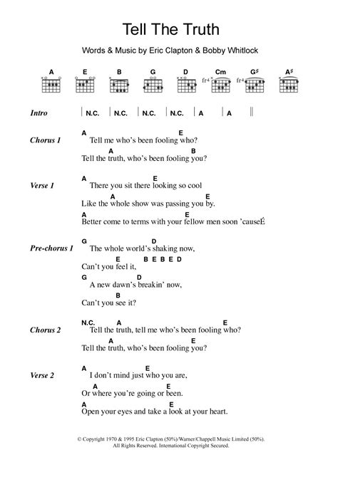 Tell The Truth by Eric Clapton - Guitar Chords/Lyrics - Guitar Instructor