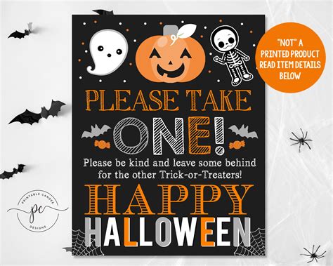 Halloween Door Sign Please Take One Party Decor Trick or Treat ...