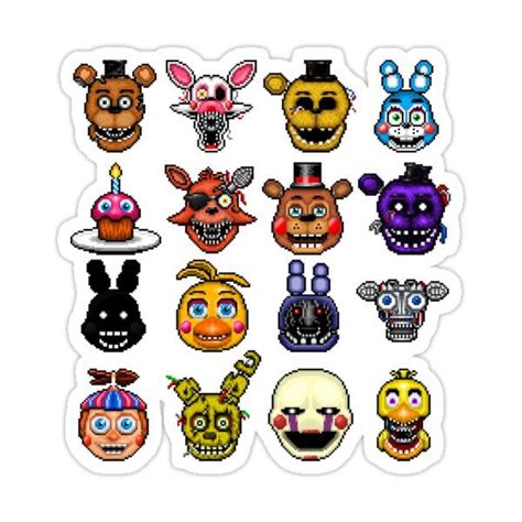 Five Nights at Freddy's - Pixel art - Multiple Characters Sticker by ...