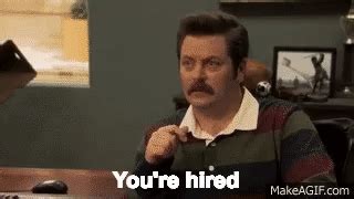 Ron Swanson to April Ludgate: You're hired on Make a GIF