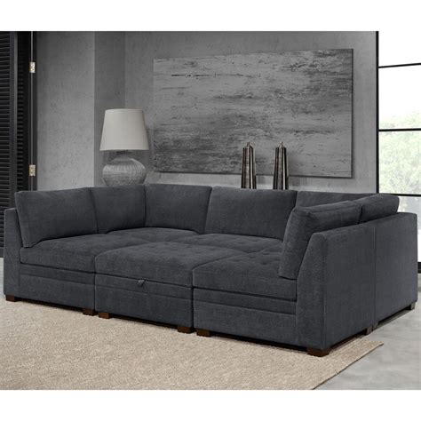 Thomasville Tisdale Dark Grey 6 Piece Modular Fabric Sofa – Signature ...