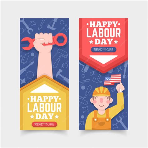 Free Vector | Flat design labor day banners set