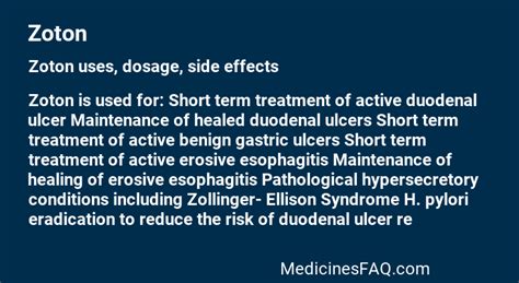 Zoton: Uses, Dosage, Side Effects, FAQ - MedicinesFAQ