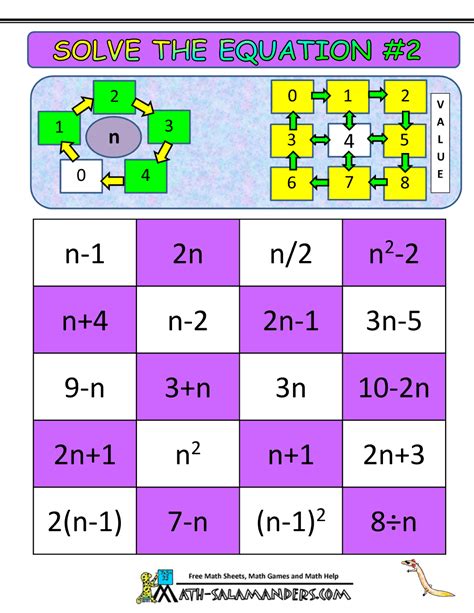 Free Printable Algebra Games - FREE PRINTABLE