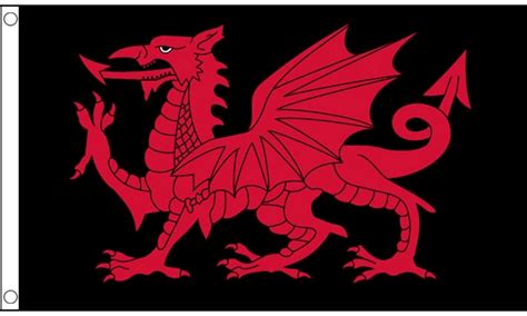 Welsh Dragon Black Flag (Medium) - MrFlag