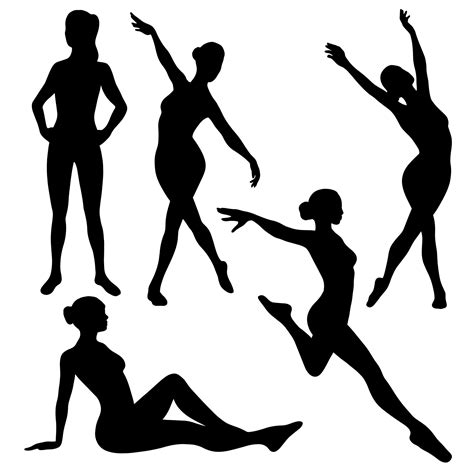 Woman silhouette in various poses. Female silhouette dansing sitting ...