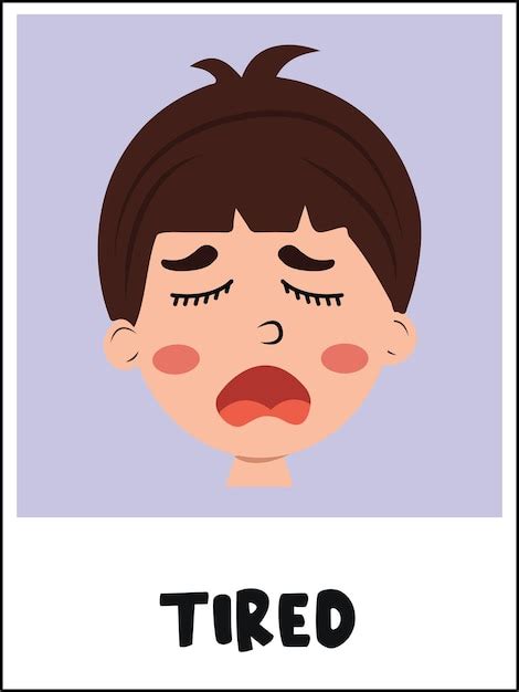 Premium Vector | Tired face cartoon flashcard