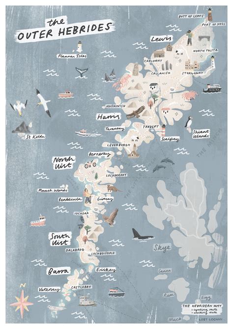 Scottish Islands, Outer Hebrides, St Kilda, Illustrated Map, Beautiful ...