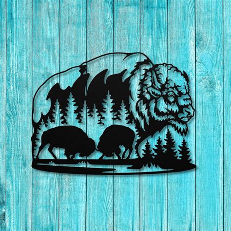 Bison Ox, Ox, Wildlife, Metal Ox Art, Tree Mountain Decoration, Nature ...