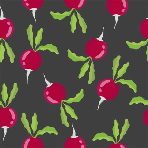 Red radish seamless pattern on dark background 3232257 Vector Art at ...