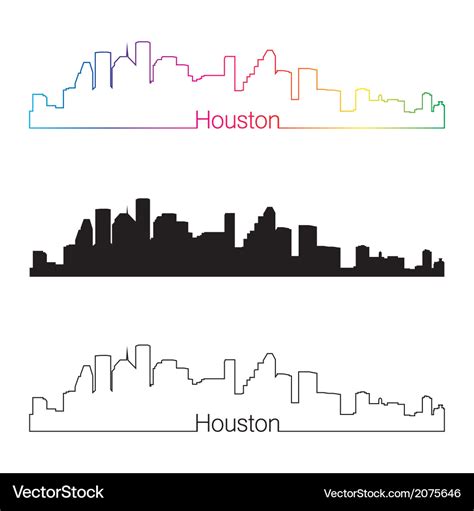 Houston skyline linear style with rainbow Vector Image