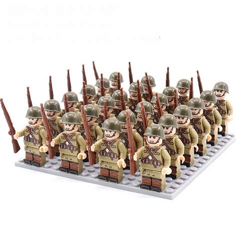 24pcs СССР Army WWII Soldiers Minifigures Lego Compatible Military Sets