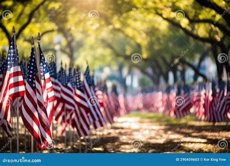 Sea of Flags at Patriot Day Display Stock Illustration - Illustration ...