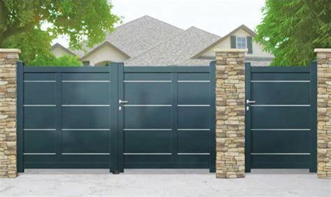 Contemporary Driveway Gates Featuring Geometric Patterns, Modern Metal ...