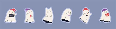 Kawaii ghosts collection. Halloween character set with scary and spooky ...