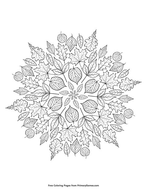 Leaves Mandala Coloring Page • FREE Printable eBook | Fall leaves ...