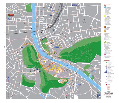 Large detailed tourist map of Salzburg city. Salzburg city large ...