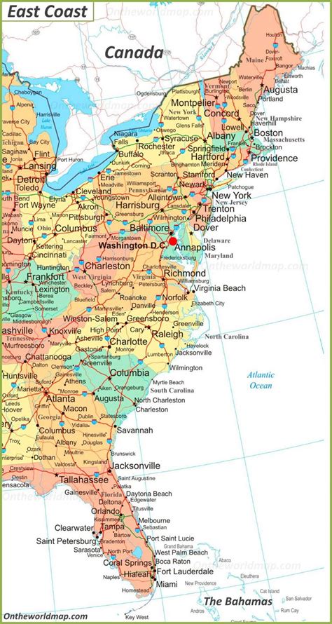 Map Of Usa East Coast – Topographic Map of Usa with States