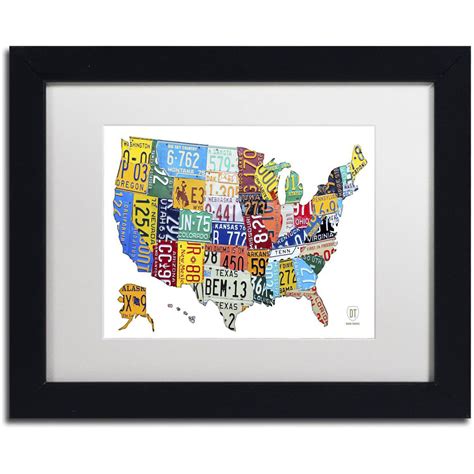 Trademark Fine Art Abstract Matted Framed Art ' License Plate Map2 ' by ...