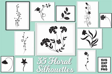 Floral Silhouettes SVG Floral SVG Cut File Flowers SVG - Etsy