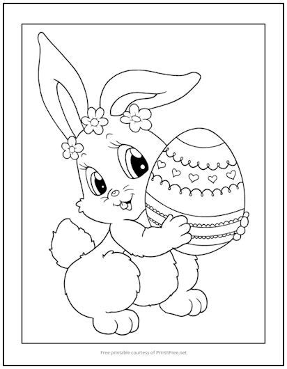 Cute Easter Bunny Coloring Page | Print it Free