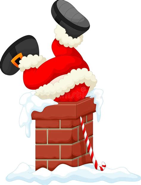 santa claus stuck in the chimney royalty illustration