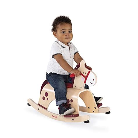 Janod Rocking Pony – Classic Wooden Rocking Horse Ride-On Toy with Anti ...