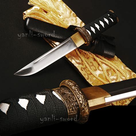 Self-defense Japanese Samurai Tanto Sword Sharp Knife Shiny Carbon ...