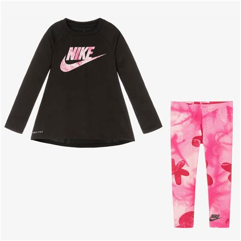 Nike - Girls Pink & Black Sports Leggings Set | Childrensalon