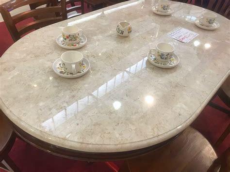 Oval Italian Marble Dining Table, Furniture, Tables & Chairs on Carousell