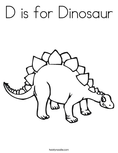 D is for Dinosaur Coloring Page - Twisty Noodle