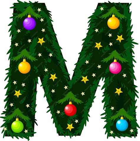 Premium Vector | The letter m font in the form of a christmas tree