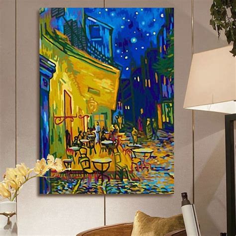 Cafe Terrace at Night DIY Digital Canvas Oil Painting by - Etsy